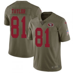 Youth Nike 49ers #81 Trent Taylor Olive Stitched NFL Limited 2017 Salute to Service Jersey