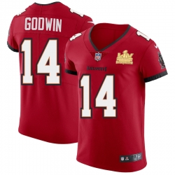 Men Tampa Bay Buccaneers 14 Chris Godwin Men Super Bowl LV Champions Patch Nike Red Vapor Elite Jersey