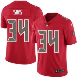 Nike Buccaneers #34 Charles Sims Red Mens Stitched NFL Limited Rush Jersey