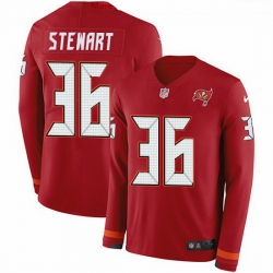 Nike Buccaneers 36 M J  Stewart Red Team Color Men Stitched NFL Limited Therma Long Sleeve Jersey