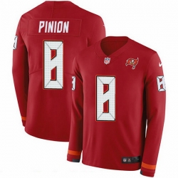 Nike Buccaneers 8 Bradley Pinion Red Team Color Men Stitched NFL Limited Therma Long Sleeve Jersey