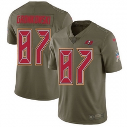 Nike Buccaneers 87 Rob Gronkowski Olive Men Stitched NFL Limited 2017 Salute To Service Jersey