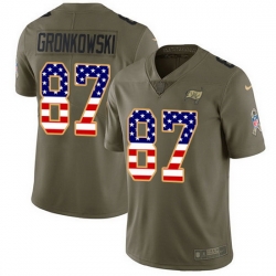 Nike Buccaneers 87 Rob Gronkowski Olive USA Flag Men Stitched NFL Limited 2017 Salute To Service Jersey