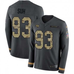 Nike Buccaneers 93 Ndamukong Suh Anthracite Salute to Service Men Stitched NFL Limited Therma Long Sleeve Jersey