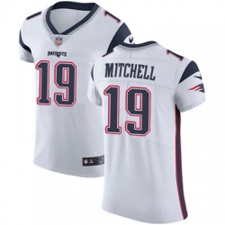 Men Nike Patriots #19 Malcolm Mitchell White Stitched NFL Vapor Untouchable Elite Jersey