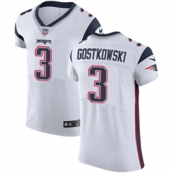 Men Nike Patriots #3 Stephen Gostkowski White Stitched NFL Vapor Untouchable Elite Jersey