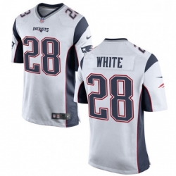 Mens Nike New England Patriots 28 James White Game White NFL Jersey