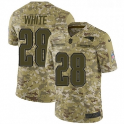 Mens Nike New England Patriots 28 James White Limited Camo 2018 Salute to Service NFL Jersey