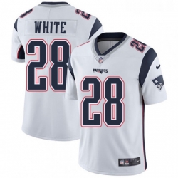 Mens Nike New England Patriots 28 James White White Vapor Untouchable Limited Player NFL Jersey