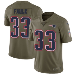 Nike Patriots #33 Kevin Faulk Olive Mens Stitched NFL Limited 2017 Salute To Service Jersey