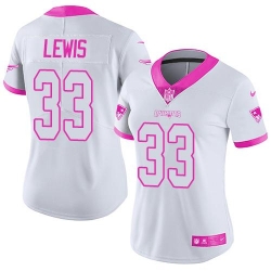 Nike Patriots #33 Dion Lewis White Pink Womens Stitched NFL Limited Rush Fashion Jersey