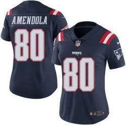 Nike Patriots #80 Danny Amendola Navy Blue Womens Stitched NFL Limited Rush Jersey