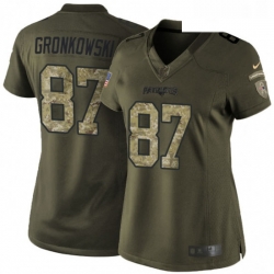 Womens Nike New England Patriots 87 Rob Gronkowski Elite Green Salute to Service NFL Jersey