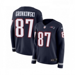 Womens Nike New England Patriots 87 Rob Gronkowski Limited Navy Blue Therma Long Sleeve NFL Jersey