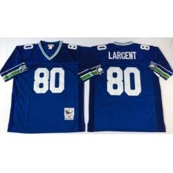 Men Seattle Seahawks 80 Steve Largent Blue M&N Throwback Jersey