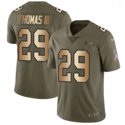 Mens Nike Seattle Seahawks 29 Earl Thomas III Limited OliveGold 2017 Salute to Service NFL Jersey