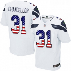 Mens Nike Seattle Seahawks 31 Kam Chancellor Elite White Road USA Flag Fashion NFL Jersey