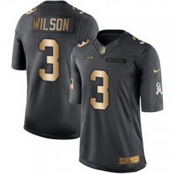 Nike Seahawks #3 Russell Wilson Black Mens Stitched NFL Limited Gold Salute To Service Jersey