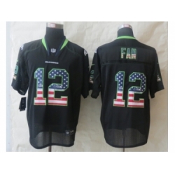 Nike Seattle Seahawks 12 Fan Black Elite USA Flag Fashion NFL Jersey