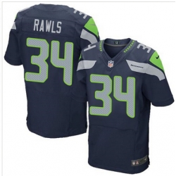 Nike Seattle Seahawks #34 Thomas Rawls Steel Blue Team Color Mens Stitched NFL Elite Jersey