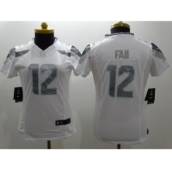 Women Nike Seattle Seahawks #12 Fan Platinum White Jerseys