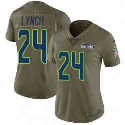 Womens Nike Seattle Seahawks 24 Marshawn Lynch Limited Olive 2017 Salute to Service NFL Jersey