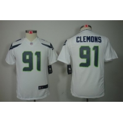 Youth Nike Nike Seattle Seahawks 91# Chris Clemons White Color[Youth Limited Jerseys]