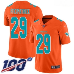 Dolphins 29 Minkah Fitzpatrick Orange Men Stitched Football Limited Inverted Legend 100th Season Jersey