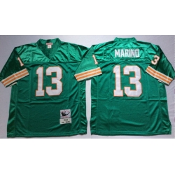 Men Miami Dolphins 13 Dan Marino Aqua M&N Throwback Jersey