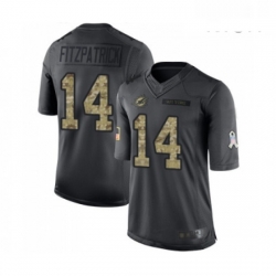 Mens Miami Dolphins 14 Ryan Fitzpatrick Limited Black 2016 Salute to Service Football Jersey