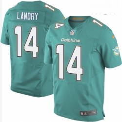 Mens Nike Miami Dolphins 14 Jarvis Landry Elite Aqua Green Team Color NFL Jersey