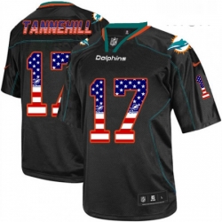 Mens Nike Miami Dolphins 17 Ryan Tannehill Elite Black USA Flag Fashion NFL Jersey