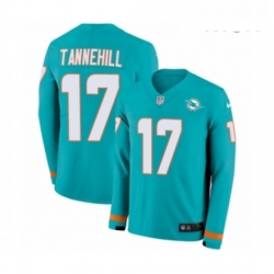 Mens Nike Miami Dolphins 17 Ryan Tannehill Limited Aqua Therma Long Sleeve NFL Jersey