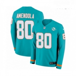 Mens Nike Miami Dolphins 80 Danny Amendola Limited Aqua Therma Long Sleeve NFL Jersey