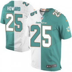 Nike Dolphins #25 Xavien Howard Aqua Green White Mens Stitched NFL Elite Split Jersey