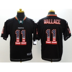 Nike Miami Dolphins 11 Mike Wallace Black Elite USA Flag Fashion NFL Jersey