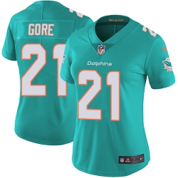 Nike Dolphins #21 Frank Gore Aqua Green Team Color Womens Stitched NFL Vapor Untouchable Limited Jersey