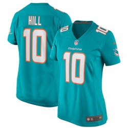 Women Miami Dolphins 10 Tyreek Hill Aqua Vapor Untouchable Stitched Jersey