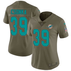 Womens Nike Dolphins #39 Larry Csonka Olive  Stitched NFL Limited 2017 Salute to Service Jersey