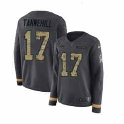 Womens Nike Miami Dolphins 17 Ryan Tannehill Limited Black Salute to Service Therma Long Sleeve NFL Jersey