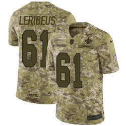 Limited Nike Camo Mens Josh LeRibeus Jersey NFL 61 New Orleans Saints 2018 Salute to Service