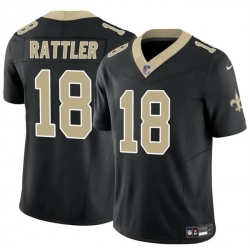 Men New Orleans Saints 18 Spencer Rattler Black F U S E Vapor Limited Stitched Football Jersey