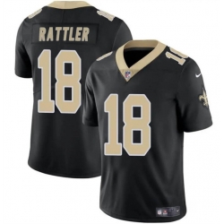 Men New Orleans Saints 18 Spencer Rattler Black Vapor Limited Stitched Football Jersey