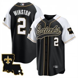 Men New Orleans Saints 2 Jameis Winston Black White 1987 Legacy Cool Base Stitched Baseball Jersey