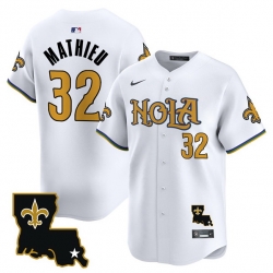 Men New Orleans Saints 32 Tyrann Mathieu White Cool Base Stitched Baseball Jersey