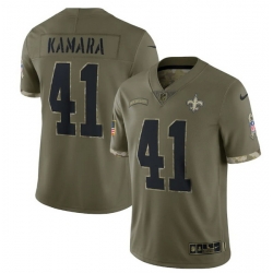 Men New Orleans Saints 41 Alvin Kamara Olive 2022 Salute To Service Limited Stitched Jersey