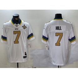 Men New Orleans Saints 7 Taysom Hill White 2024 F U S E Vapor Limited Stitched Jersey