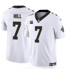 Men New Orleans Saints 7 Taysom Hill White 2024 F U S E With 1 Star C Patch Vapor Limited Stitched Football Jersey