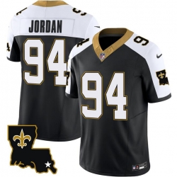 Men New Orleans Saints 94 Cameron Jordan Black White 2023 F U S E  1987 Legacy Vapor Stitched Jersey