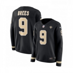 Mens Nike New Orleans Saints 9 Drew Brees Limited Black Therma Long Sleeve NFL Jersey